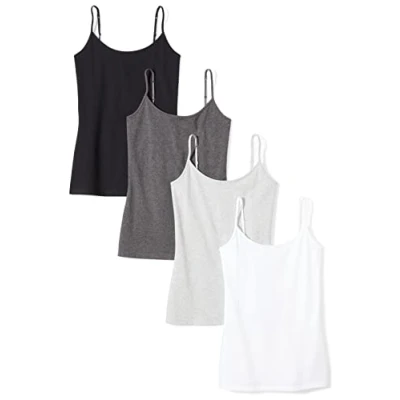 Abbildung von Amazon Essentials Damen Mieder mit schmaler Passform, 4er Pack, Dunkelgrau Meliert/Hellgrau Meliert/Schwarz/Weiß, S