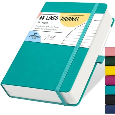 Abbildung von STATIONERY ISLAND A5 Liniert Notizbuch, 360 Seiten Dickes Journal Notebook, Kariert Notizbücher Hardcover mit 100gsm zum Schreiben, Arbeiten, Studieren, Tagebuch