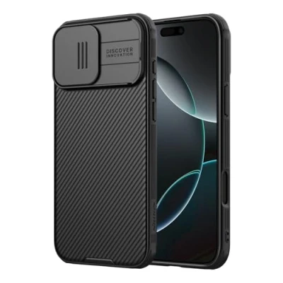 Abbildung von Nillkin für iPhone 16 Pro hülle mit kameraschutz, Handyhülle Schiebe Kameraabdeckung, Schlanke Stoßfeste Schutzhülle 6.3&quot;, Schwarz