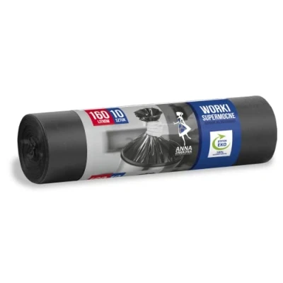 Abbildung von ANNA ZARADNA ST AZ 001989 Müllbeutel Reißfest Super Stark 160l 10 Stück Müllsack Mülltüte Abfallsäcke für Den Hausmüll Büro aus dicker LDPE Regranulatfolie Farbe: Schwarz, 160 l