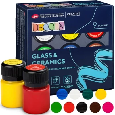 Abbildung von Decola Porzellan Farben Set 9x20ml Permanente Farbe für Glas und Keramik Hohe Deckkraft auf dunklen Oberflächen Hergestellt von Nevskaya Palitra