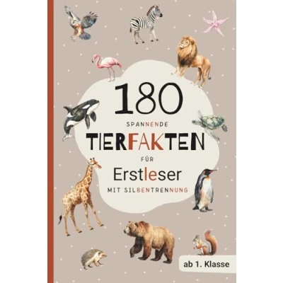 Abbildung von Spannende Fakten über Tiere für Erstleser: Silbenbuch Kinder zum Lesenlernen ab 1. Klasse mit Quiz, Rätsel &amp; Lese Diplom Geschenk zur Einschulung Jungen Mädchen