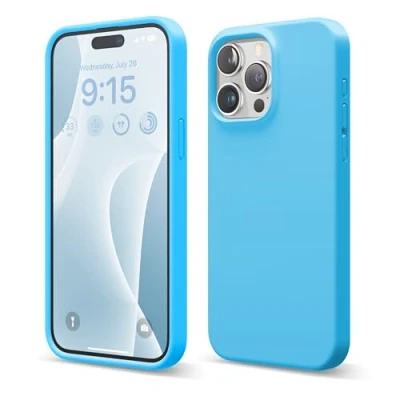 Abbildung von elago Kompatibel mit iPhone 15 Pro Max Hülle, Liquid Silicone Case, Full Body Protective Stoßfest Soft Microfiber Lining Anti Scratch 6.7 Zoll (Ocean Blue)
