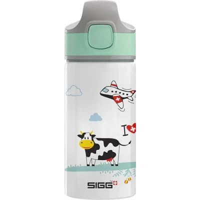 Abbildung von SIGG Alu Trinkflasche Kinder I love Switzerland Mit Trinkhalm Auslaufsicher Federleicht BPA frei Climatepartner zertifiziert Schule &amp; Sport 0,4L