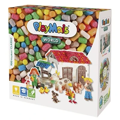 Abbildung von PlayMais WORLD Farm Bastel Set für Kinder ab 5 Jahren Circa 1000, Vorlagen &amp; Anleitungen zum Basteln Geschenke Fördert Kreativität Feinmotorik Natürliches Spielzeug