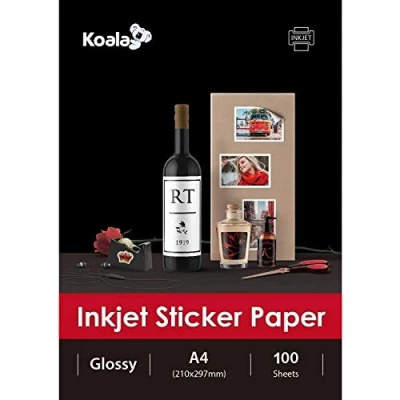 Abbildung von KOALA Inkjet Selbstklebendes/Klebriger Rücken weißes Glänzend Fotopapier, Etikettendruckpapier, A4, 100 Blatt