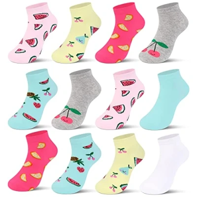 Abbildung von Libella 12er Kinder Mädchen Socken mit Obstmotiven Kids Füßlinge Sneakersocken bunt 2868 31 34