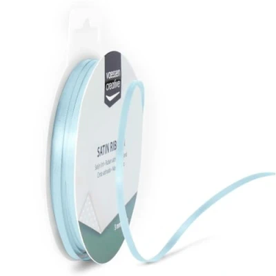 Abbildung von Vaessen Creative 301002 0010 Satinband Hellblau, 3 mm x 10 Meter, Schleifenband, Dekoband, Geschenkband und Stoffband für Hochzeit, Taufe Geburtstagsgeschenke, 3MM