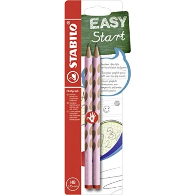 Abbildung von STABILO Ergonomischer Dreikant Bleistift für Rechtshänder EASYgraph in pastellpink 2er Pack Härtegrad HB
