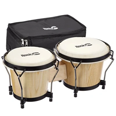 Abbildung von RockJam RJ 100300 7&quot; and 8&quot; Bongo Set with Padded Bag Tuning Wrench Natural