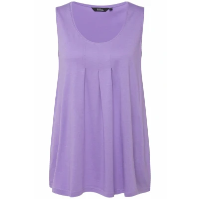 Abbildung von Ulla Popken Damen Top, Zierfalten, A Linie, Rundhals, Ärmellos, Modal Top Fältchen, Blaues Flieder, 46 48 Große Größen EU