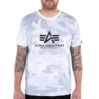 Abbildung von Alpha Industries camo Tshirt print, Herren, Größe: Small, White