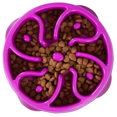 Abbildung von Outward Hound Kyjen 51005 Fun Feeder Slow Feed Interaktiver Bloat Stop Futternapf für Hunde, Größe S, violett