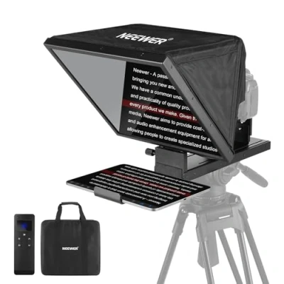 Abbildung von NEEWER BASICS X16B Aluminiumlegierung Hebbarer Teleprompter 16&quot; für iPad Tablet Telefon DSLR Kamera, Fernbedienung &amp; App Steuerung, Kompatibel mit iOS Android, Pro Online Unterricht Live Streaming