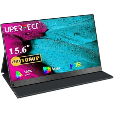 Abbildung von UPERFECT Portable Monitor, 15,6 Zoll Tragbarer Monitor 1920 x 1080 Full HD IPS Bildschirm mit HDMI/Type C/USB C Anschluß für PC, Laptop, PS 3/4/5, Xbo, Switch usw