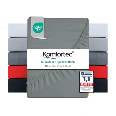 Abbildung von Komfortec Spannbettlaken 180x200 cm aus Gebürstete Mikrofaser Grau