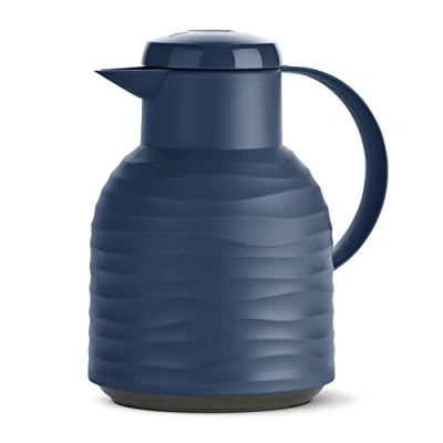 Abbildung von Emsa N40107 Samba Wave Isolierkanne Quick Press Kunststoff Glas Isolierkolben Kaffeekanne: 12h heiß/24h kalt 100 % dicht Koralle 1,0 Liter