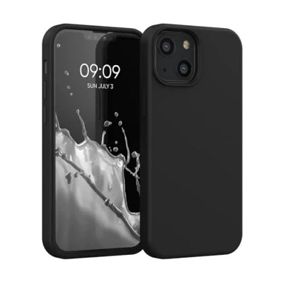 Abbildung von kwmobile Hülle kompatibel mit Apple iPhone 13 Mini Silikon Handy Case Handyhülle weiche Oberfläche kabelloses Laden Schwarz matt