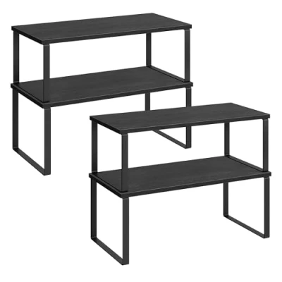 Abbildung von SONGMICS Gewürzregal, 4er Set, Küchenregal, Küchen Organizer, erweiterbar, Gewürzhalter, stapelbar, mit Metallrahmen, ‎19,5 x 39,7 15,8 cm, tintenschwarz ebenholzschwarz KCS028B01