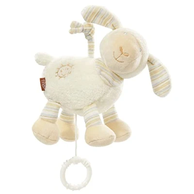 Abbildung von Fehn Spieluhr Baby Einschlafhilfe Schaf Kuscheltier mit sanfter Melodie &quot;Guten Abend, gut&#039; Nacht&quot; Babyspielzeug für Unterwegs und Zuhause Musikspielzeug Babys Kleinkinder