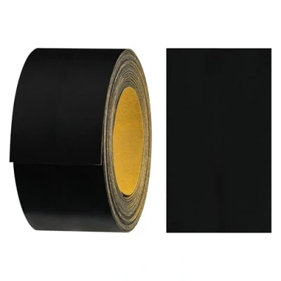 Abbildung von haggiy Melaminkanten Band selbstklebend 40mm x 5m I Sicherer Halt ohne Bügeln durch Acrylkleber Kantenumleimer, Furnier für Regalbretter/Holzplatten (Schwarz glatt)
