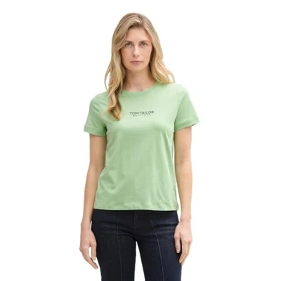 Abbildung von TOM Tailor LOGO Embroidery Tshirt print, Damen, Größe: Large, True green