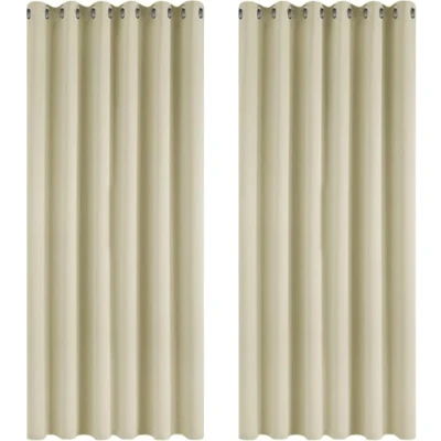 Abbildung von Deconovo Vorhang Verdunkelung Ösen Gardinen Wohnzimmer Blickdicht, 274x229 cm(HöhexBreite), Beige, 2er Set
