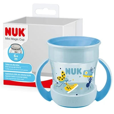 Abbildung von NUK Mini Magic Cup Trinklernbecher auslaufsicherer 360 Trinkrand ab 6 Monaten praktische Griffe BPA frei 160 ml blauer Marienkäfer