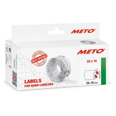Abbildung von Meto Preisauszeichner Etiketten (26x16 mm, 2 zeilig, 6.000 Stück, weiß, permanent, Preisetiketten für Meto, Contact, Sato, Avery, Tovel, Samark etc.)