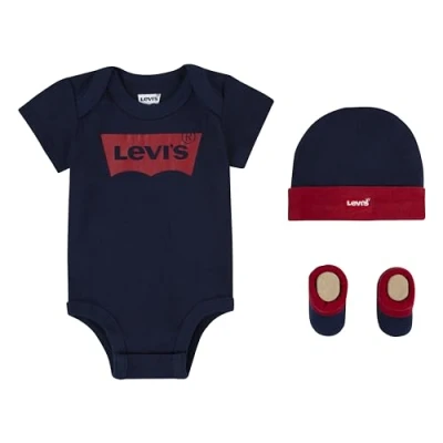Abbildung von Levi&#039;s Classic Batwing Infant Bootie Boxed SET Mütze für Kinder, Größe: 68 80, Dark blue