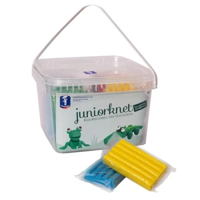 Abbildung von Feuchtmann JUNiORKNET Edu Bucket Knetset 14 x 100g weiche Kinderknete vegane glutenfreie Spielknete Nicht trocknende Knete ungiftige Modelliermasse Kinder ab 2 Jahren