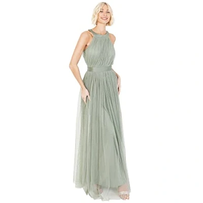Abbildung von Anaya with Love Damen Ladies Maxi Dress Women Halter Neck Long Sleeveless Belt A Line Evening Gown Ball Prom Wedding Guest Bridesmaid Kleid, Forest Green, 40