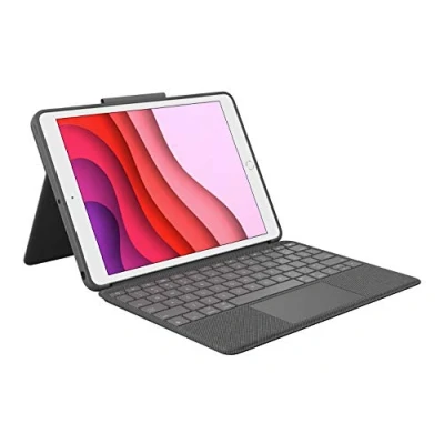 Abbildung von Logitech Combo Touch für iPad (7., 8. und 9. Generation) Schutzcase mit Präzisions Trackpad, Notebook ähnlicher Tastatur Hintergrundbeleuchtung, Smart Connector, Deutsches QWERTZ Layout Schwarz