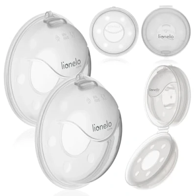 Abbildung von LIONELO MILKY PLUS Milchauffangschalen BPA frei Silikon 2 Stück mit Etui Einfach zu Reinigen Diskret Bequem Wiederverwendbare Milch auffangschale