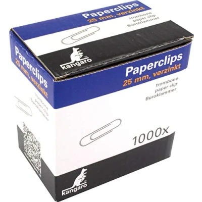 Abbildung von Briefklammern Kangaro 25 mm rund Box 1000 Stück, verzinkt