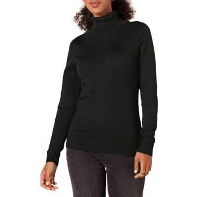 Abbildung von Amazon Essentials Damen Leichter, Langärmeliger Rollkragenpullover, Klassischer Schnitt (Erhältlich In Übergröße), Schwarz, S
