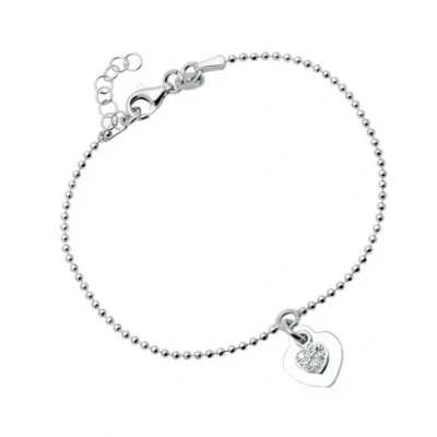 Abbildung von Gravierbares Herzarmband aus Sterlingsilber mit Zirkonia Armbänder