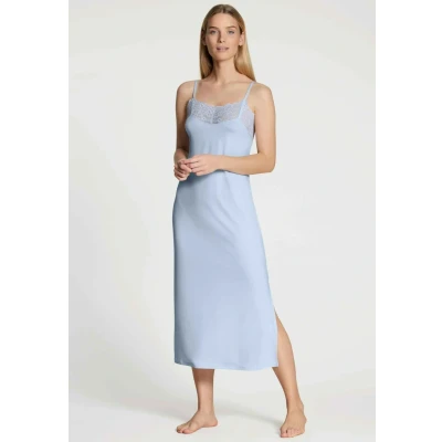Abbildung von CALIDA Elegant Dreams Nachthemd mit Spaghettiträgern, Länge 125cm Damen, spitzenverzierter V Ausschnitt, weich und fließend