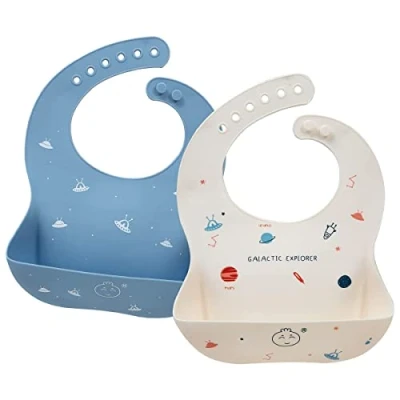Abbildung von Little Dimsum Lätzchen Baby 2 Stück, Silikon mit Auffangschale BPA Frei, Wasserdicht, Abwaschbar, Leicht zu Reinigen Essen Set