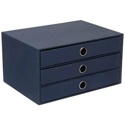 Abbildung von Rössler Papier 1524452903 S.O.H.O. 3er Schubladenbox für DIN A4, mit Griffloch, Navy, 343 x 250 185 mm, 1 Stück