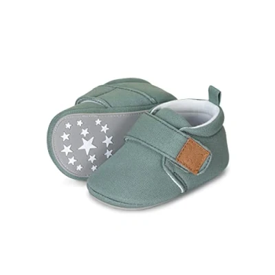 Abbildung von Sterntaler Baby Unisex Krabbelschuhe Babykrabbelschuh uni mit rutschfester Sternensohle grün, 19/ 20 EU (12 18 Months)