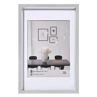 Abbildung von walther design Bilderrahmen silber 30 x 40 cm mit Passepartout, Steel Style Kunststoffrahmen ES040S