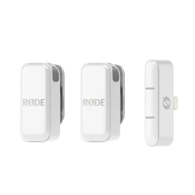 Abbildung von RØDE Wireless Micro Kompaktes drahtloses Mikrofon, Zwei Mikrofone mit Ladekoffer für die Erstellung von Inhalten auf dem Smartphone Lightning, Weiß