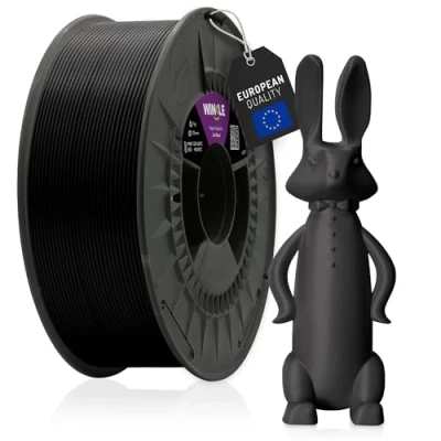 Abbildung von WINKLE PETG Filament 2.85mm Gagat Schwarz, 1kg Spule, 3D Drucker Kompatibel mit FDM Druckern, Druckmaterialien, Maßgenauigkeit +/ 0.05mm, Schlagfest, Leicht zu Bedrucken