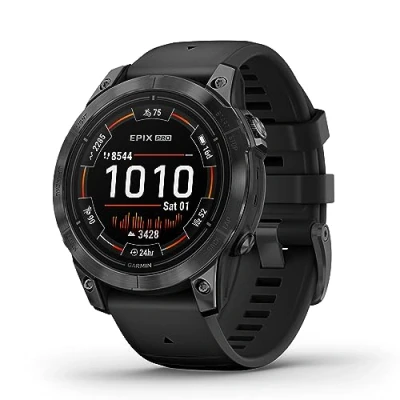 Abbildung von Garmin EPIX PRO 47mm GPS Multisport Smartwatch mit brillantem 1,3“ AMOLED Display und Touch /Tastenbedienung. TOPO Karten, 60 Sport Apps, Music, Pay, bis zu 16 Tage Akkulaufzeit