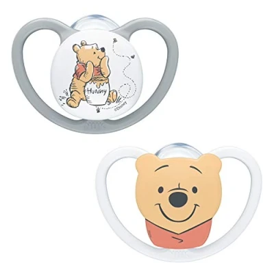 Abbildung von NUK Space Schnuller 06 Monate mit extra Belüftung BPA freies Silikon Disney Winnie Puuh 2 Stück