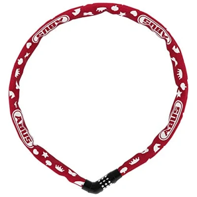 Abbildung von ABUS Kettenschloss Steel O Chain 4804C Symbols Zahlenschloss für Kinderfahrräder Sicherheitslevel 3 75 cm Rot
