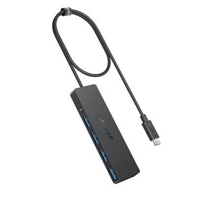 Abbildung von Anker USB C Hub, 4 Port 3.0 Datenhub mit 5 Gbit/s Datenübertragung, 60cm Erweiterungskabel (ohne Ladeleistung), Splitter für Typ MacBook, Mac Pro, iMac, Surface, Flash Drive, Mobile HDD