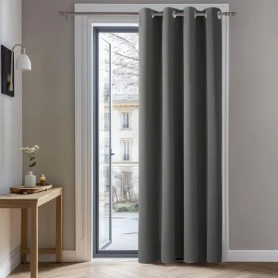 Abbildung von Deconovo Abdunklungsvorhang Lärmschutzvorhang Blickdichte Vorhänge Blickdicht Dicke Thermogardine Kälteschutz warm Hitzeschutz, 242x132 cm(HöhexBreite), Hellgrau, 1 Stück