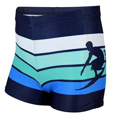 Abbildung von Aquarti Badehose mit Motiv Schwimmhose Jungen Enganliegend, Badehosen für Schnell Trocknend, Farbe: Dunkelblau/Grün, Größe: 152